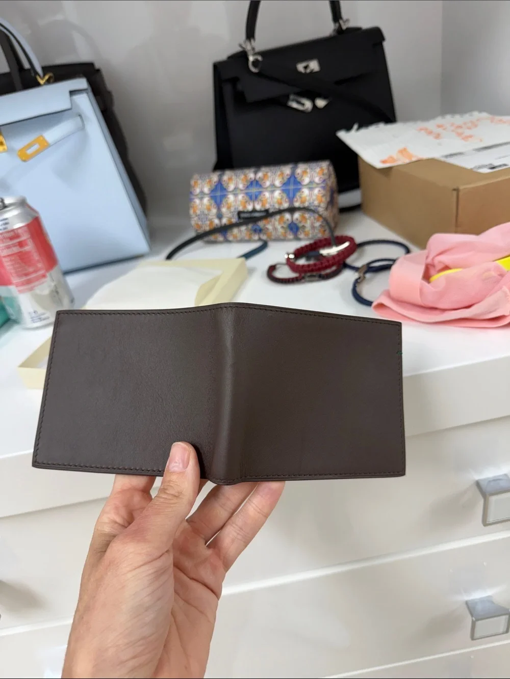 Rolex mens card holder wallet brown brand new in box